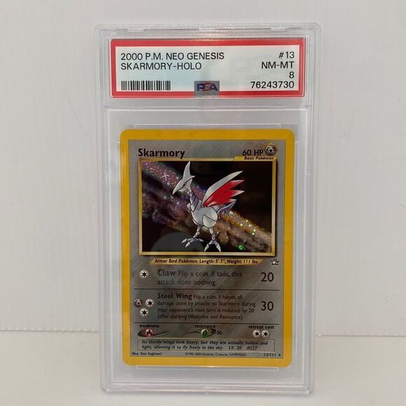 Pokémon 1999 P.M. Neo Genesis Skarmory Holo PSA 8 Near Mint - Mint Pokémon Card - Picture 1 of 4